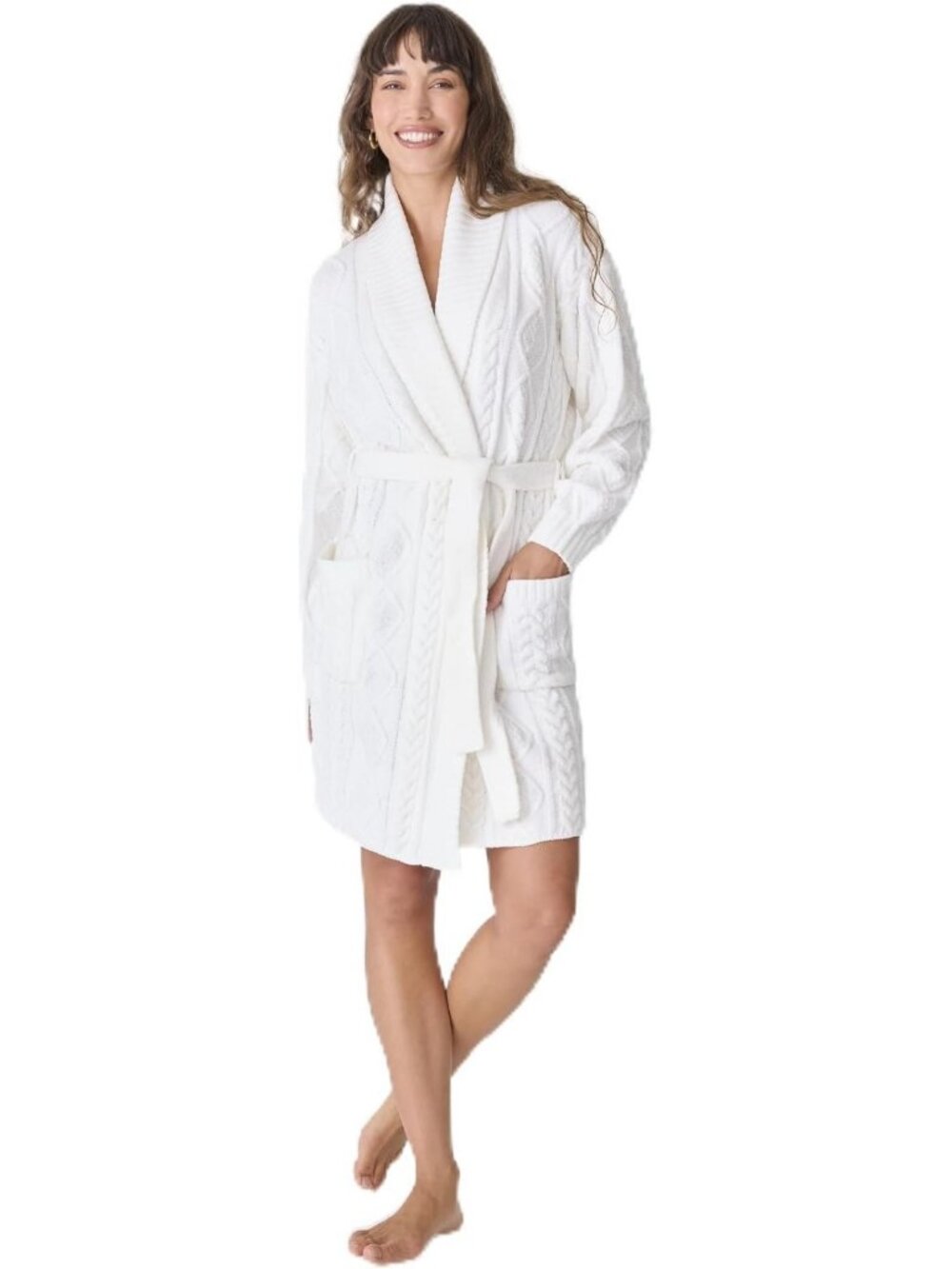 Cozy Women's Cable Knit Crew Lounge Robe | Soft, Stylish, Perfect for Relaxing
